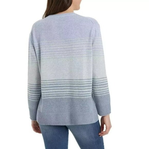Ella Moss XXL Blue Striped Sweater Crewneck Long Sleeve Knit Lightweight a0603 - Picture 3 of 10